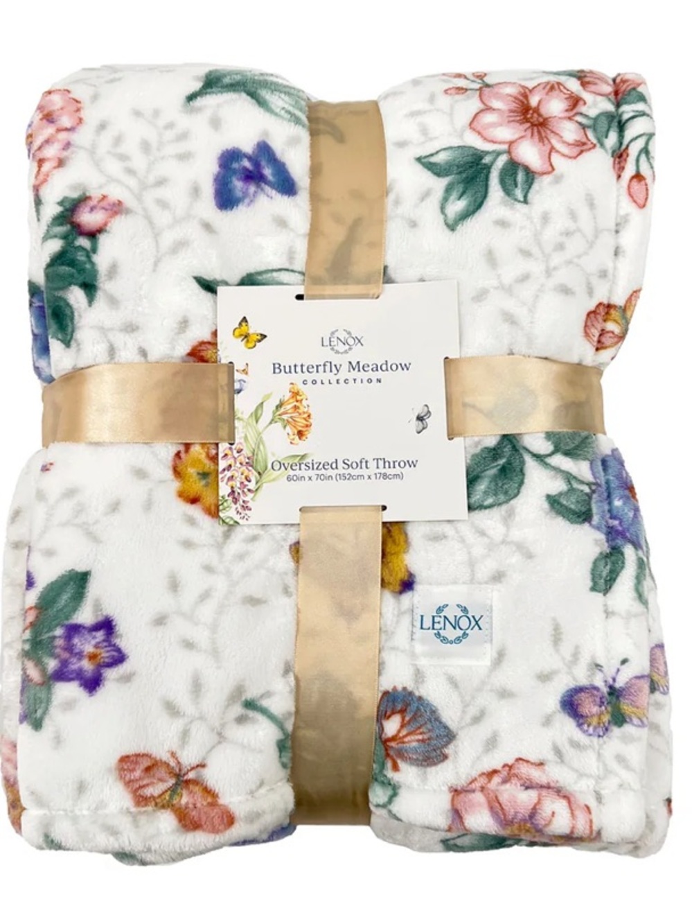 New Lenox Spring Floral Plush Oversized Throw Blanket Butterfly Meadow 🦋